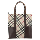 BURBERRY Nova Check Tote Bag Canvas Beige Gold Auth 179704A-2