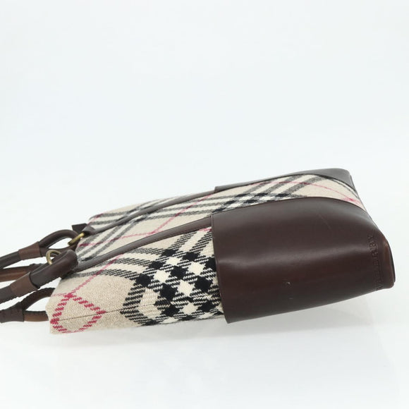 BURBERRY Nova Check Tote Bag Canvas Beige Gold Auth 179704A