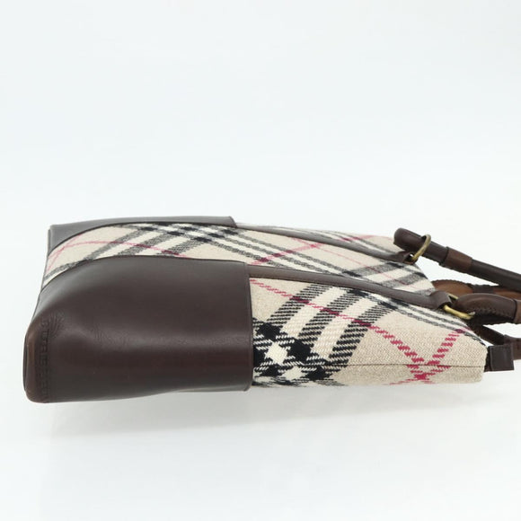 BURBERRY Nova Check Tote Bag Canvas Beige Gold Auth 179704A