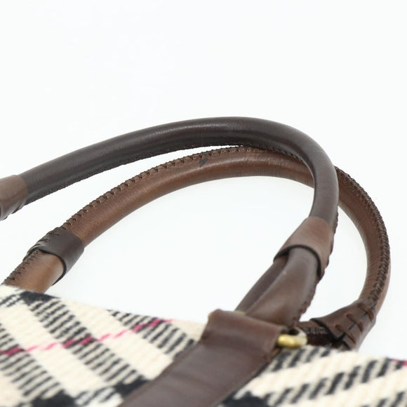 BURBERRY Nova Check Tote Bag Canvas Beige Gold Auth 179704A
