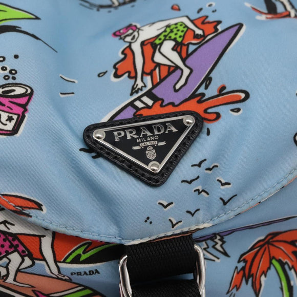 PRADA Rucksack Nylon Hellblau Silber Orig. 179705A