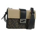 FENDI Zucca Canvas Bucket Slim Shoulder Bag Black Brown Auth 179706V-1