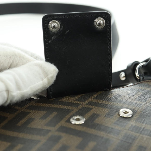 FENDI Zucca Canvas Bucket Slim Shoulder Bag Black Brown Auth 179706V
