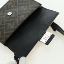FENDI Zucca Canvas Bucket Slim Shoulder Bag Black Brown Auth 179706V-21