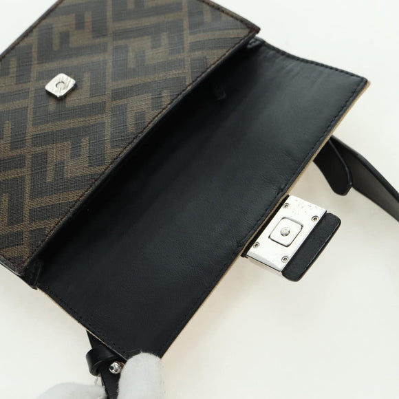 FENDI Zucca Canvas Bucket Slim Shoulder Bag Black Brown Auth 179706V