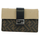 FENDI Zucca Canvas Bucket Slim Shoulder Bag Black Brown Auth 179706V-13