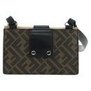 FENDI Zucca Canvas Bucket Slim Shoulder Bag Black Brown Auth 179706V-2