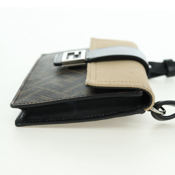 FENDI Zucca Canvas Bucket Slim Shoulder Bag Black Brown Auth 179706V
