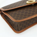 CELINE Macadam Canvas Circle Shoulder Bag PVC Leather Brown Gold Auth 179710A-14