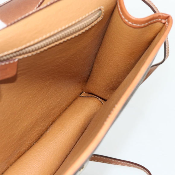 CELINE Macadam Canvas Circle Shoulder Bag PVC Leather Brown Gold Auth 179710A