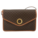 CELINE Macadam Canvas Circle Shoulder Bag PVC Leather Brown Gold Auth 179710A-13