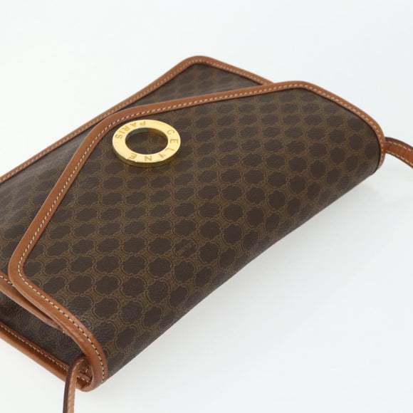 CELINE Macadam Canvas Circle Shoulder Bag PVC Leather Brown Gold Auth 179710A