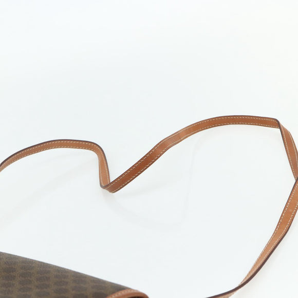 CELINE Macadam Canvas Circle Shoulder Bag PVC Leather Brown Gold Auth 179710A
