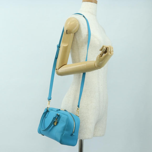 LOEWE Amazona 23 Handtas Leer 2-weg Lichtblauw Goud Auth 179711V