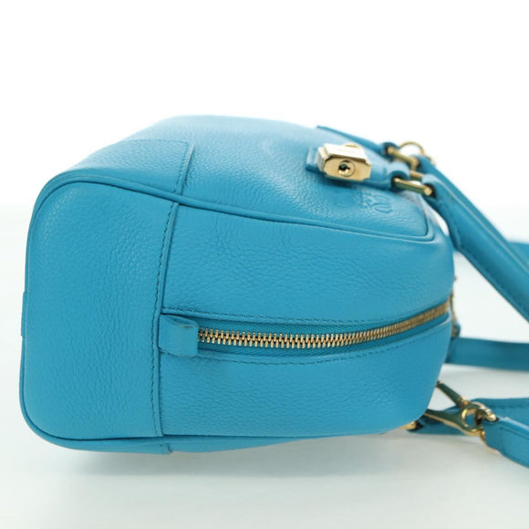LOEWE Amazona 23 Handtas Leer 2-weg Lichtblauw Goud Auth 179711V