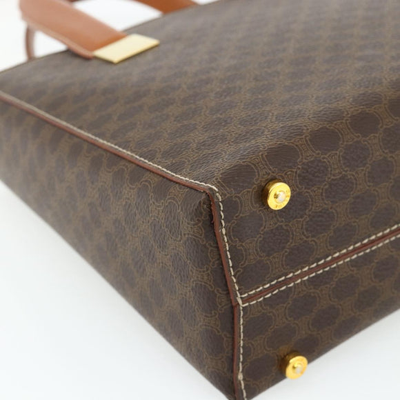 CELINE Macadam Canvas Hand Bag PVC Leather 2way Brown Gold Auth 179713A
