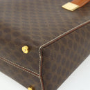 CELINE Macadam Canvas Hand Bag PVC Leather 2way Brown Gold Auth 179713A-17