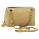 CHANEL Bicolore Shoulder Bag Lamb Skin Beige Gold CC Auth 179714A-1