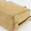 CHANEL Bicolore Shoulder Bag Lamb Skin Beige Gold CC Auth 179714A-9