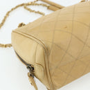 CHANEL Bicolore Shoulder Bag Lamb Skin Beige Gold CC Auth 179714A-14