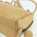 CHANEL Bicolore Shoulder Bag Lamb Skin Beige Gold CC Auth 179714A-15
