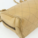 CHANEL Bicolore Shoulder Bag Lamb Skin Beige Gold CC Auth 179714A-16
