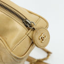 CHANEL Bicolore Shoulder Bag Lamb Skin Beige Gold CC Auth 179714A-10
