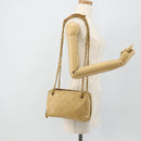CHANEL Bicolore Shoulder Bag Lamb Skin Beige Gold CC Auth 179714A-22