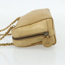 CHANEL Bicolore Shoulder Bag Lamb Skin Beige Gold CC Auth 179714A-3