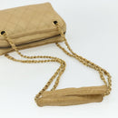 CHANEL Bicolore Shoulder Bag Lamb Skin Beige Gold CC Auth 179714A-7