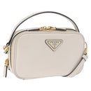 PRADA Hand Bag Leather 2way White Gold Auth 179715A-1