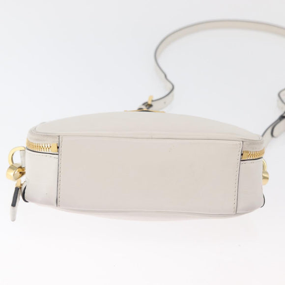 PRADA Hand Bag Leather 2way White Gold Auth 179715A