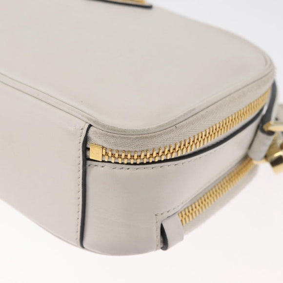 PRADA Hand Bag Leather 2way White Gold Auth 179715A