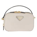 PRADA Hand Bag Leather 2way White Gold Auth 179715A-2