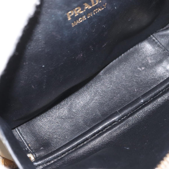 PRADA Hand Bag Leather 2way White Gold Auth 179715A