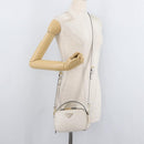 PRADA Hand Bag Leather 2way White Gold Auth 179715A-27