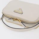 PRADA Hand Bag Leather 2way White Gold Auth 179715A-6