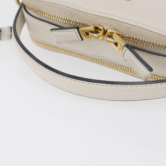 PRADA Hand Bag Leather 2way White Gold Auth 179715A