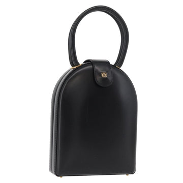 LOEWE Hand Bag Leather Black Gold Auth 179716A