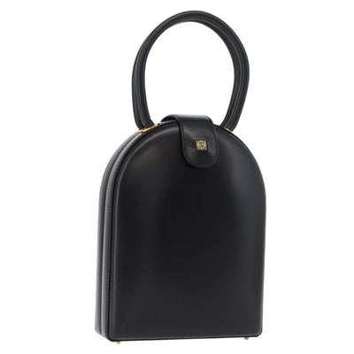 LOEWE Hand Bag Leather Black Gold Auth 179716A