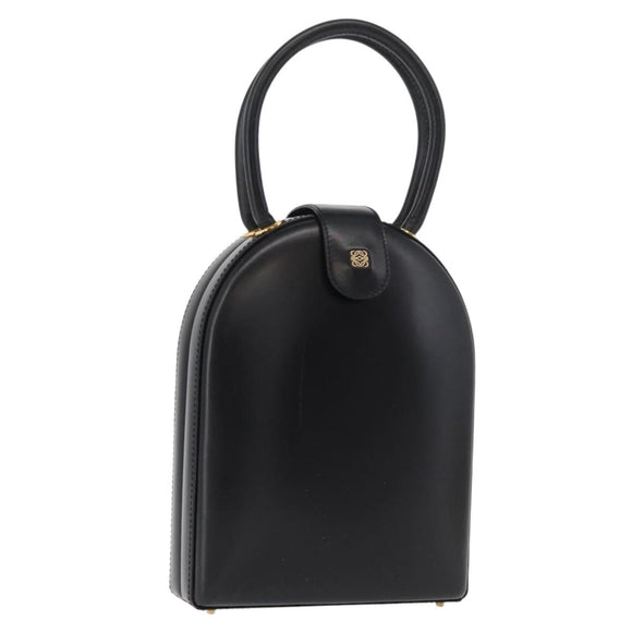 LOEWE Hand Bag Leather Black Gold Auth 179716A