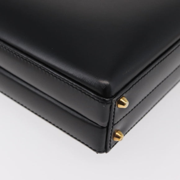 LOEWE Hand Bag Leather Black Gold Auth 179716A