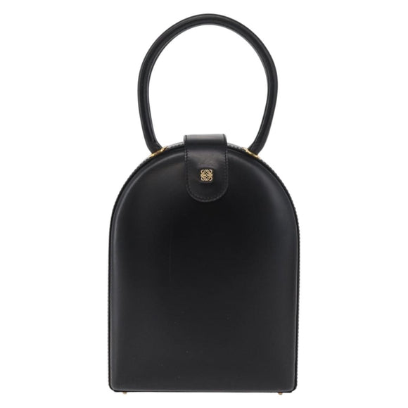 LOEWE Hand Bag Leather Black Gold Auth 179716A