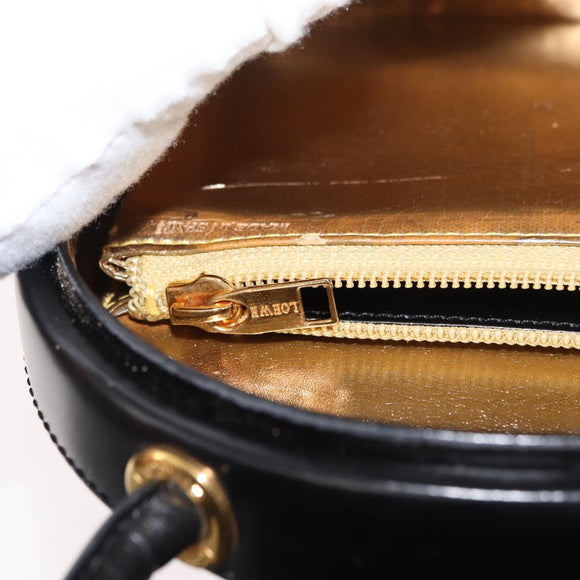 LOEWE Hand Bag Leather Black Gold Auth 179716A