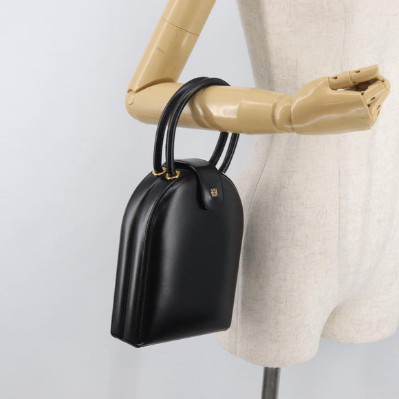 LOEWE Hand Bag Leather Black Gold Auth 179716A