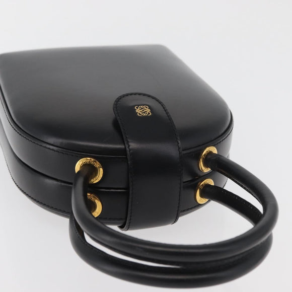 LOEWE Hand Bag Leather Black Gold Auth 179716A