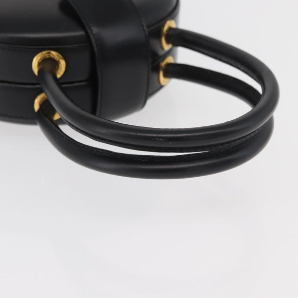 LOEWE Hand Bag Leather Black Gold Auth 179716A