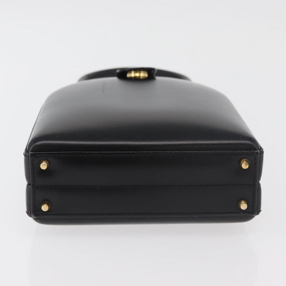 LOEWE Hand Bag Leather Black Gold Auth 179716A