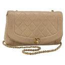 CHANEL Matelasse Chain Shoulder Bag Lamb Skin Beige Gold CC Auth 179717A-1
