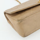 CHANEL Matelasse Chain Shoulder Bag Lamb Skin Beige Gold CC Auth 179717A-11